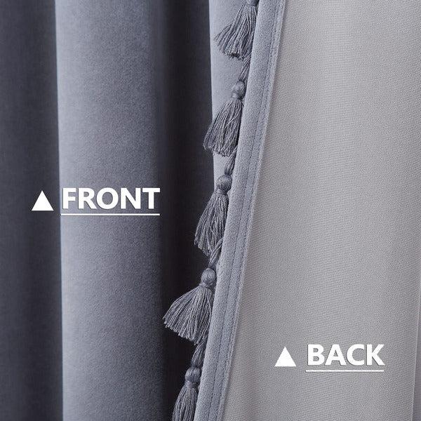 CAROMIO Velvet Solid Curtains, Blackout Soft Grommet Curtains Thermal Insulated Room Darkening Curtains Drapes Panles for LivingRoom Bedroom Christmas Grey 42 x 63 Inch 3