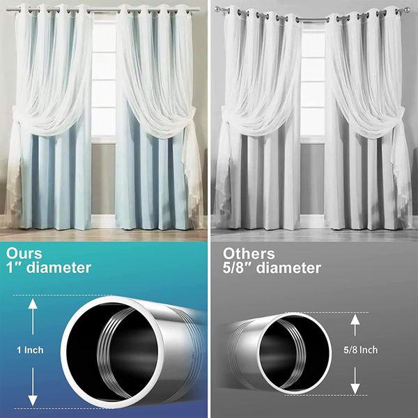 INFLATION Curtain Rod with Cap Finials 76 to 76 cm, White Curtain Pole with Brackets Fittings Set Window Poles for Living Room & Outdoor 1