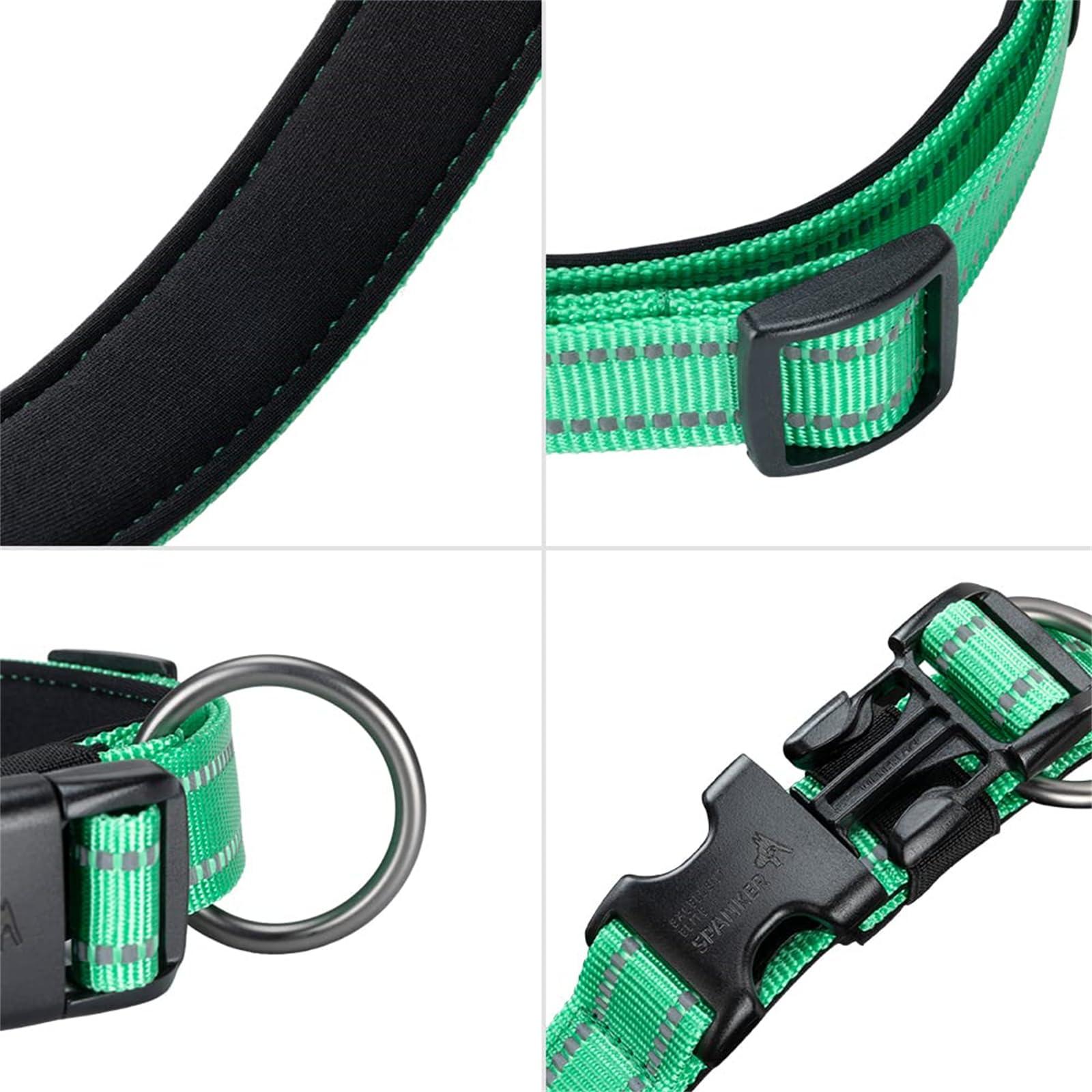 EXCELLENT ELITE SPANKER Reflective Dog Collar with Safety Locking Buckle, Adjustable Nylon Pet Collars for Small Medium Large Dogs(XL,GRN) 4