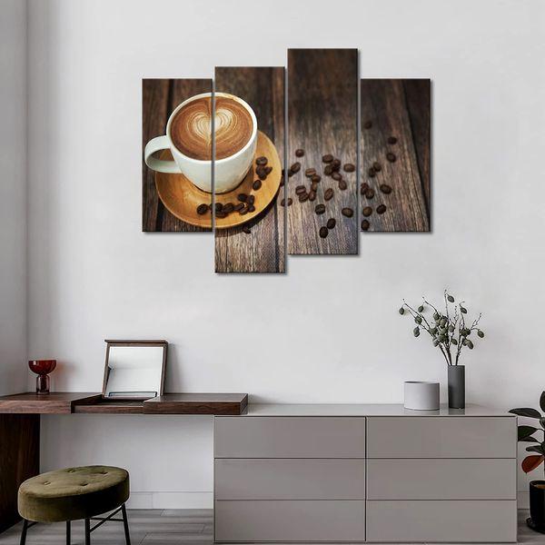 Brown Coffee With Heart Pattern In White Cup Wall Art Painting The Picture Print On Canvas Food Pictures For Home Decor Decoration Gift 2