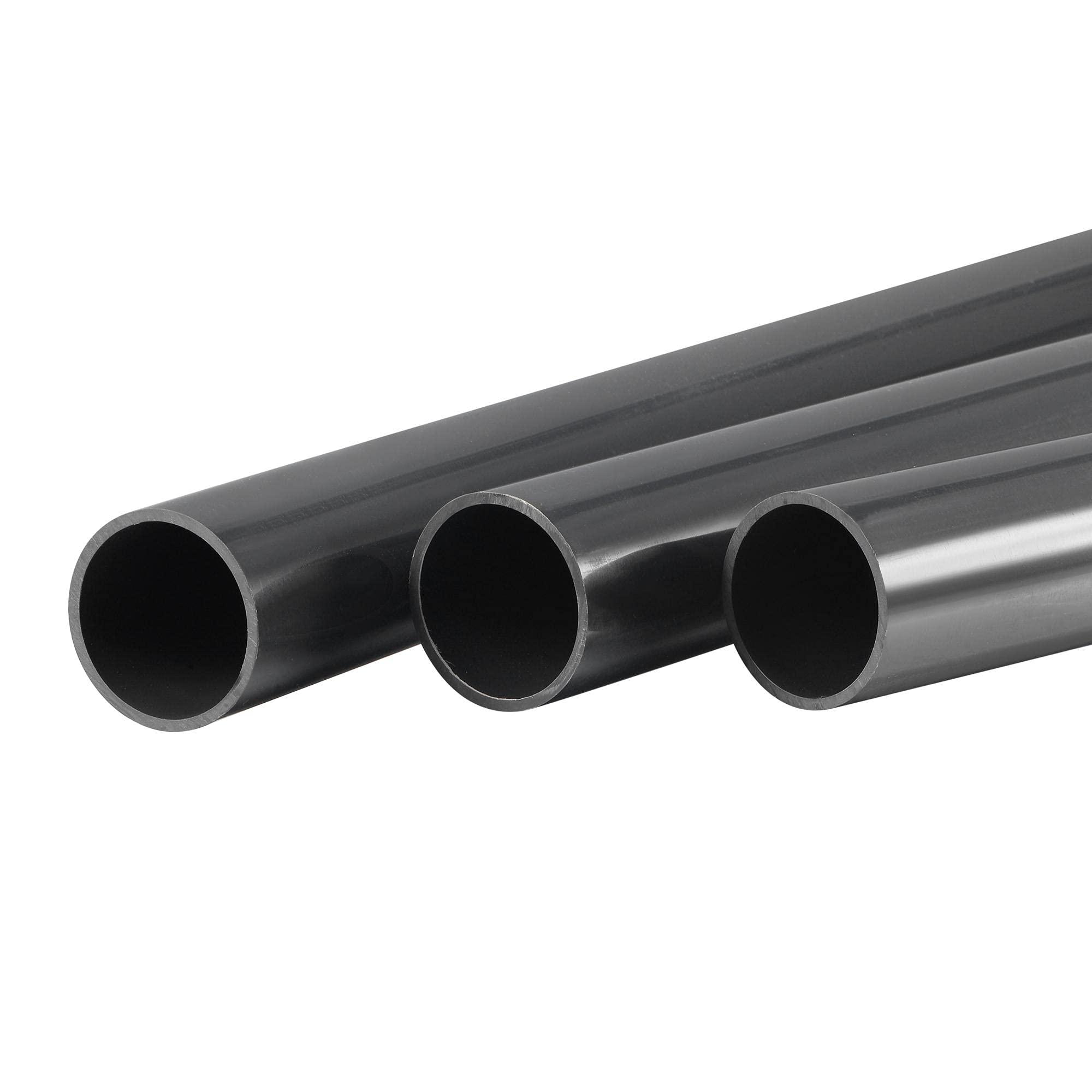 sourcing map PVC Rigid Round Pipe 36mm ID 40mm OD 500mm Black High Impact for Water Pipe, Crafts, Decoration, Cable Sleeve 3pcs 0