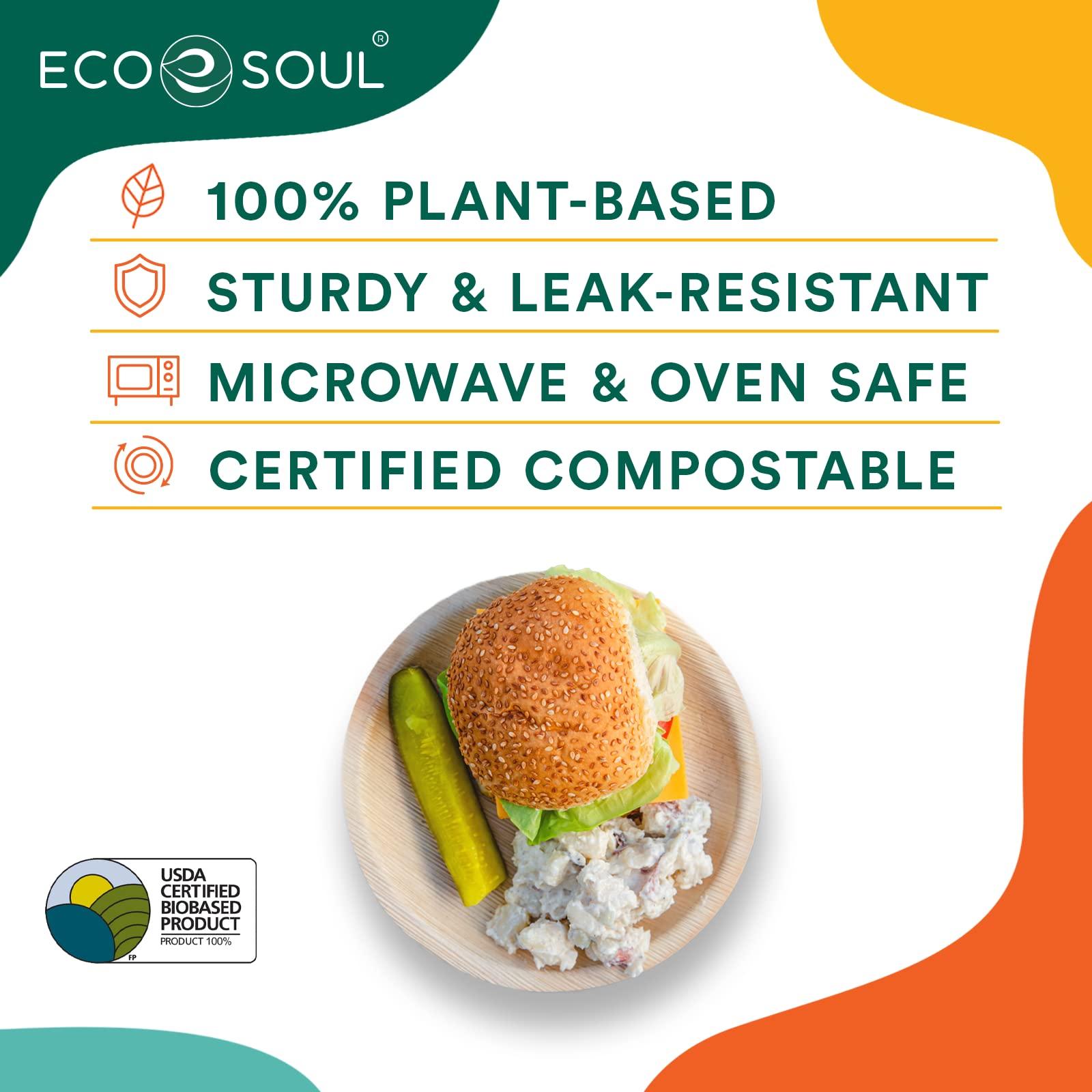 ECO SOUL Compostable 15cm Round Palm Leaf Plates | Pack of 200 | Disposable Bamboo-Like Tableware for Party, BBQ, Picnic, Wedding | Recyclable, Eco-Friendly, Alternative to Plastic & Paper Plates 2