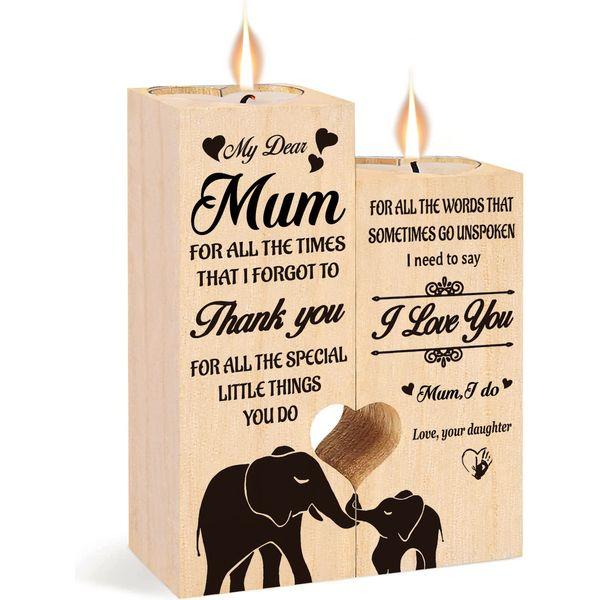 Heart-shaped Candlestick-Candle Valentines-Decoration Birthday-Wooden Candle - Anniversary Birthday Candle Decoration Gifts - Birthday Gifts for Mum，mom Candle Holders Gifts for Mum