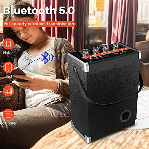 JYX Karaoke Machine with Two Wireless Microphones, Bass/Treble Adjustment and LED Light, Support TWS, AUX In, FM Radio, REC, Supply for Party/Meeting/Wedding - Black 2