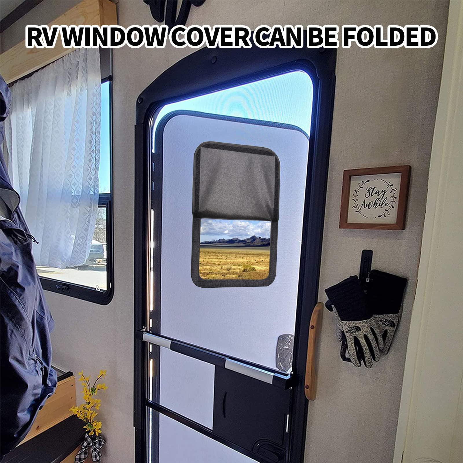 ALI2 RV Door Window Shade Cover Sunshade Privacy Guard Waterproof For Camper Caravan RV Window,2 Pcs,Black (24" X 16") 3