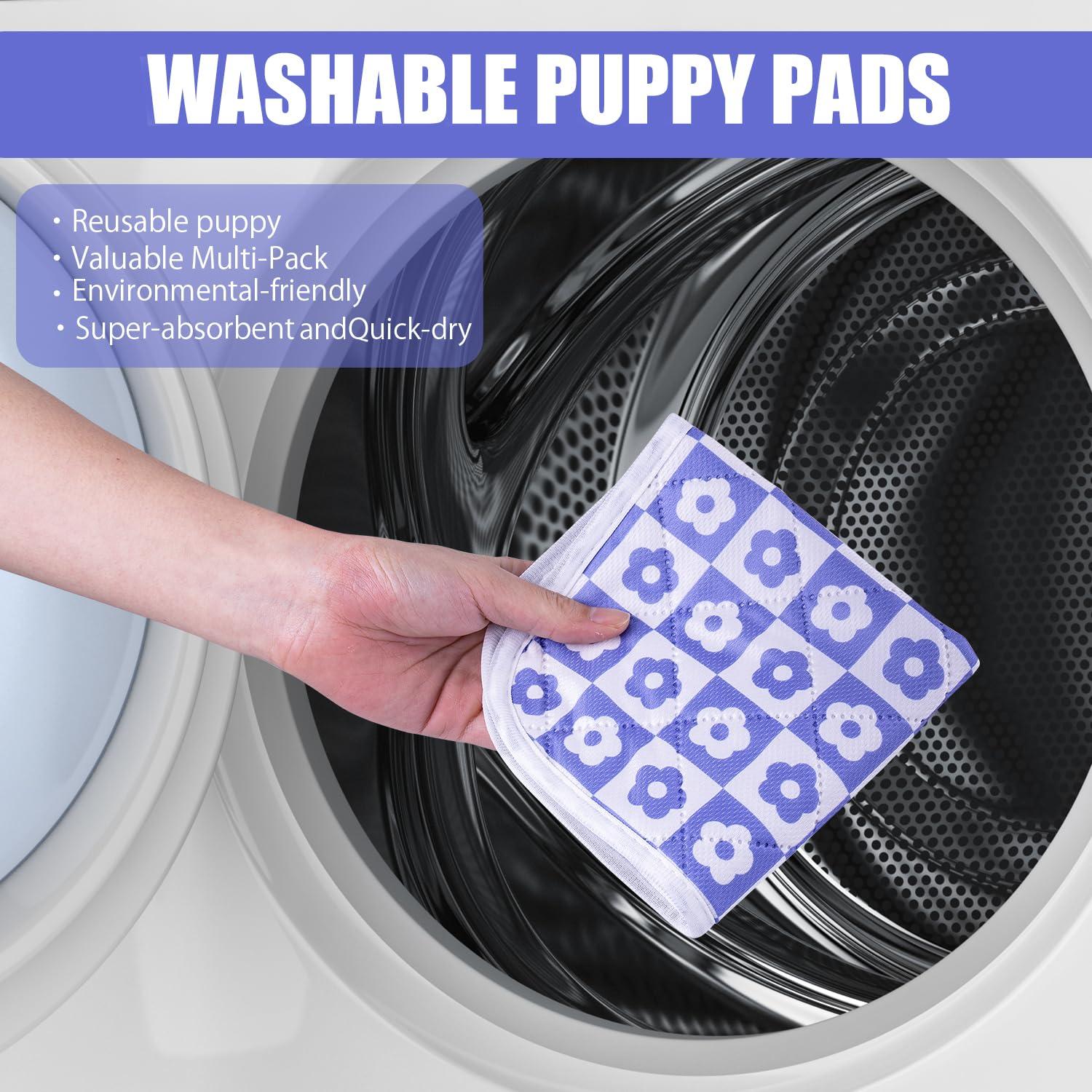 Pet Soft Washable Puppy Pads - 4 Pack Reusable Puppy Pads, Super Absorbent Dog Pee Pad Dog Training Pads, Quick-dry Waterproof Dog Mats for House, Car, Sofa Cage and Travel (4pcs 30*30cm) 4