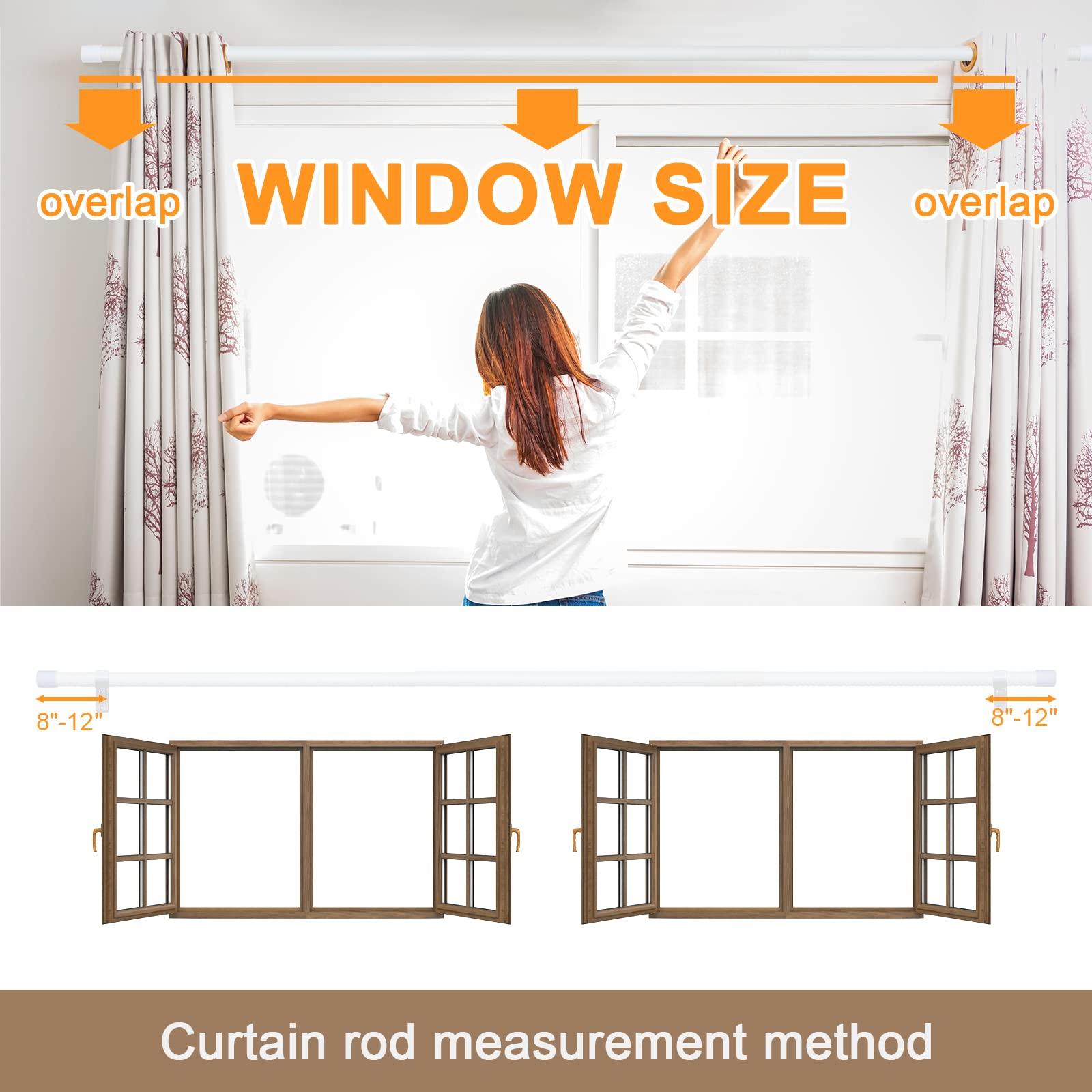 INFLATION Curtain Rod with Cap Finials 76 to 157 cm, White Curtain Pole with Brackets Fittings Set Window Poles for Living Room & Outdoor 3