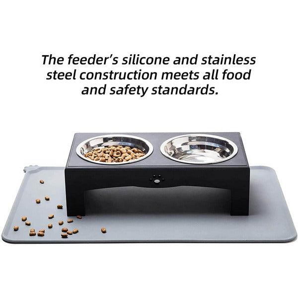 Skython Raised Dog Bowl for Small Dogs and Cats, Elevated Dog Cat Bowl Stand, Dog Food and Water Bowls Feeding Station with Silicone Mat And Double Pet Dishes for Puppies, Kittens 1