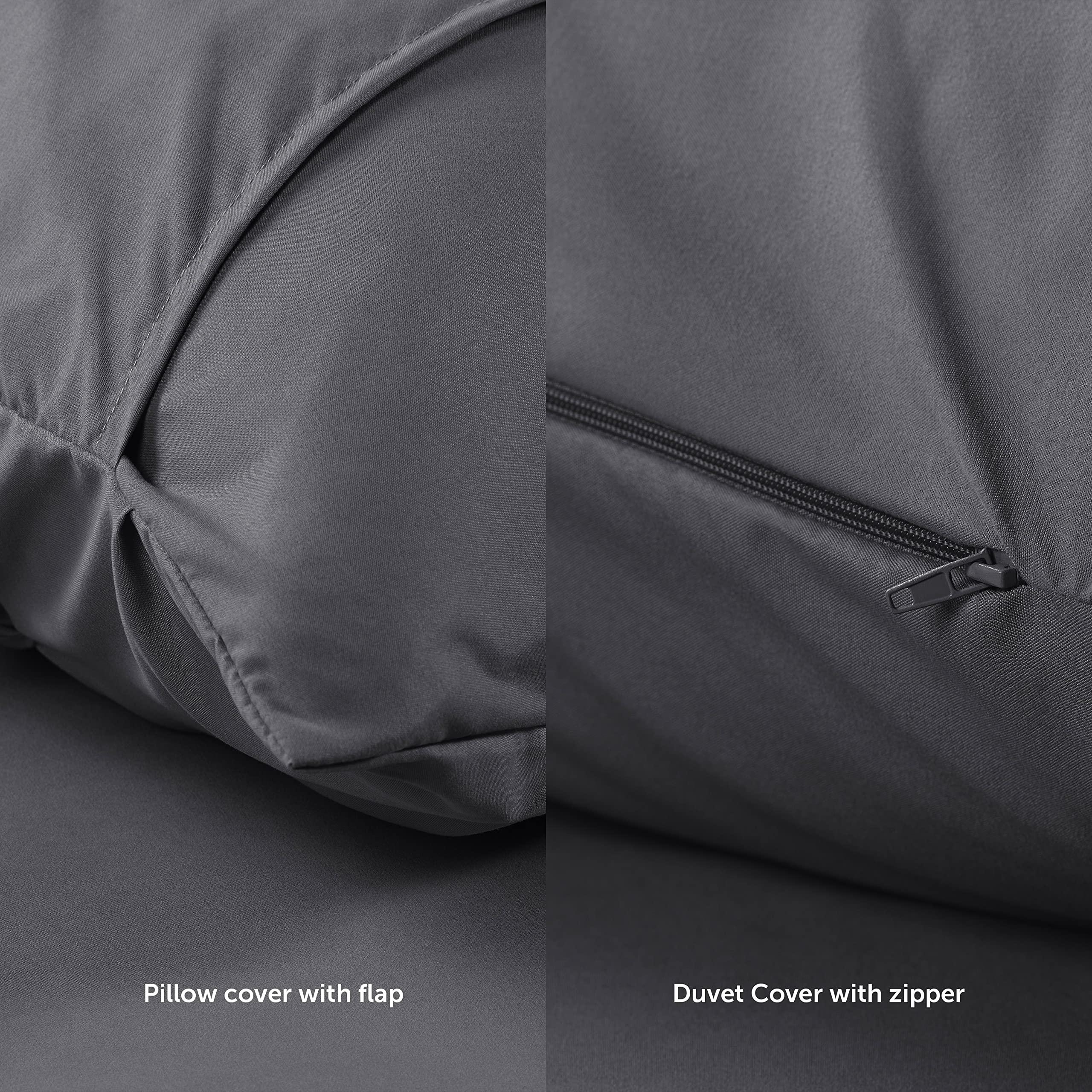 Blumtal® Luxury Duvet Cover Set Pinch Pleat, UltraSoft Super King Bedding with Beautiful Tucks, 260 x 220 & 50 x 75 cm (2x), Pintuck Bedding, Anthracite 9