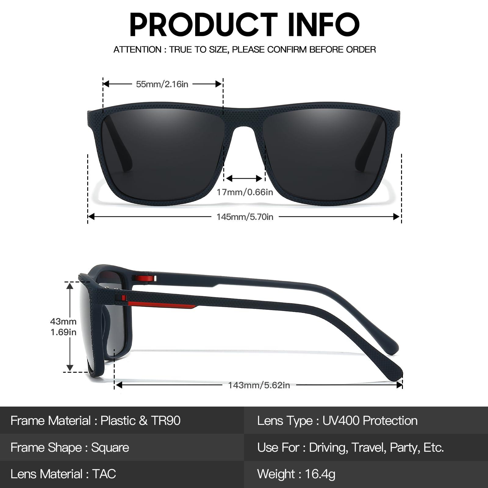 SODQW Polarised Sunglasses Mens: Retro Rectangle Driving Sunglasses with Timeless UV400 Protection Stylish Flexible TR90 Frame Shades 1