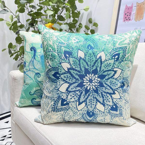 LAXEUYO Pack of 4 Cushion Covers, Retro Classic Love Flower Pattern Cotton Linen Decorative Throw Pillow Covers Pillow Cases for Sofa 18x18 inches 4
