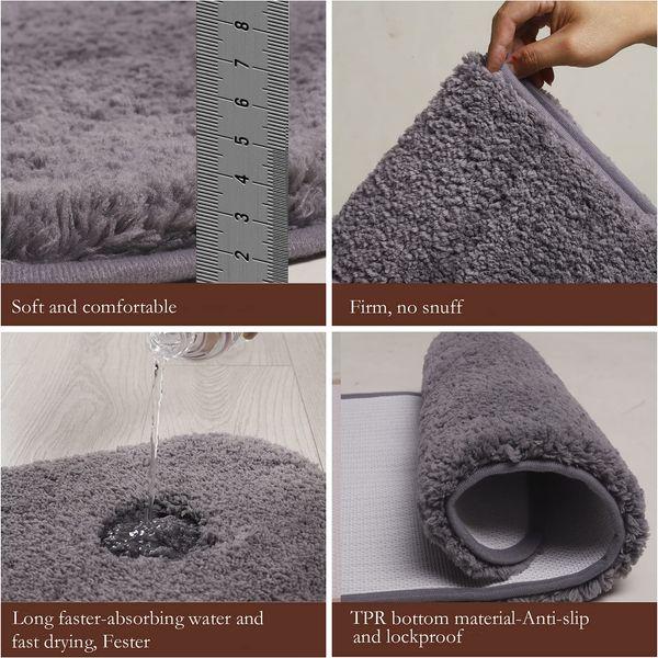 TiRiSMART Rugs Living Room 120x80cm Fluffy Rugs for Bedroom Area Rugs Washable Soft No Slip Non Shedding Suitable Sofa Coffee Table Hallway Tub Doorways (Dark Grey)… 3