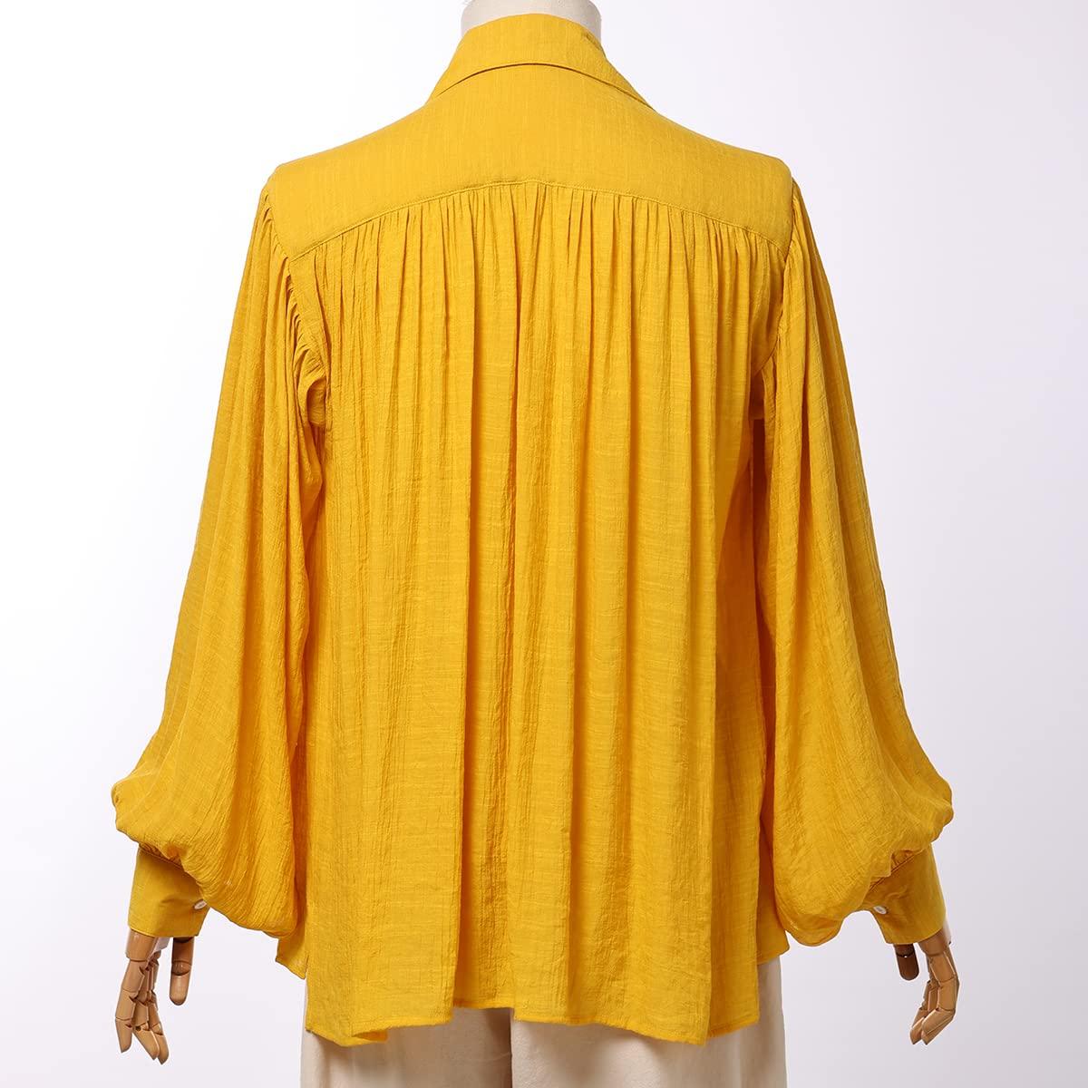 GRACEART Medieval Poet's Pirate Oversized Shirt Renaissance Festival Outfit Casual Wear Tops for Men or Women Yellow 3