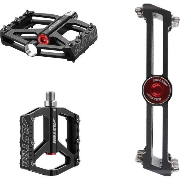 Alston MTB Bike Pedals CNC Machined Platform Pedal 3 Sealed Bearings Bicycle Pedal for Adult and Youth with Non-Slip Anti-Skids 9/16" 4
