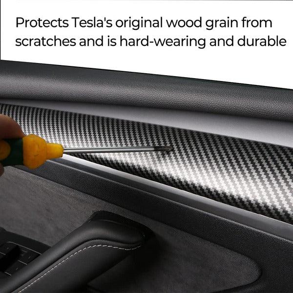 ThinsGo Tesla Model 3 Model Y Door Trim Cover Wrap Door Protectors Interior Matte Carbon Fiber Pattern Accessories 2PCS 2