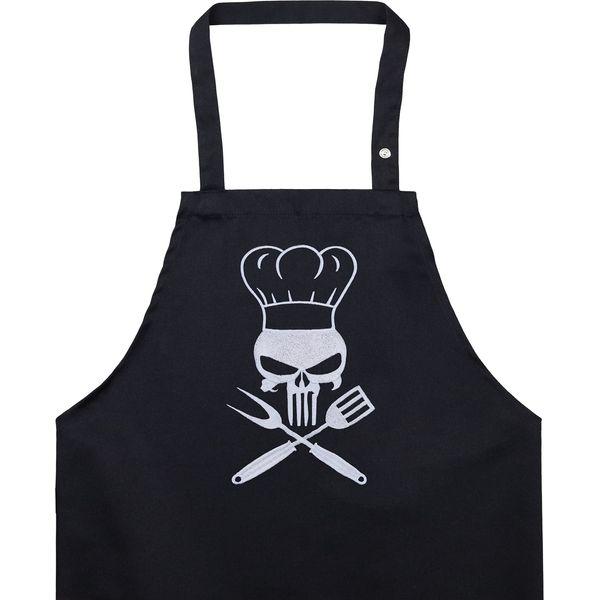 EXPRESS-STICKEREI Cooking apron unisex Adjustable Kitchen Aprons with Pocket | adjustable neck strap (Cooking Skull - Kochschürze)