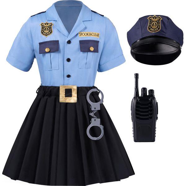 Spooktacular Creations Police Officer Costume for Girls, Cop Costume for Kids Role-Playing and Halloween Dress Up-3T 2