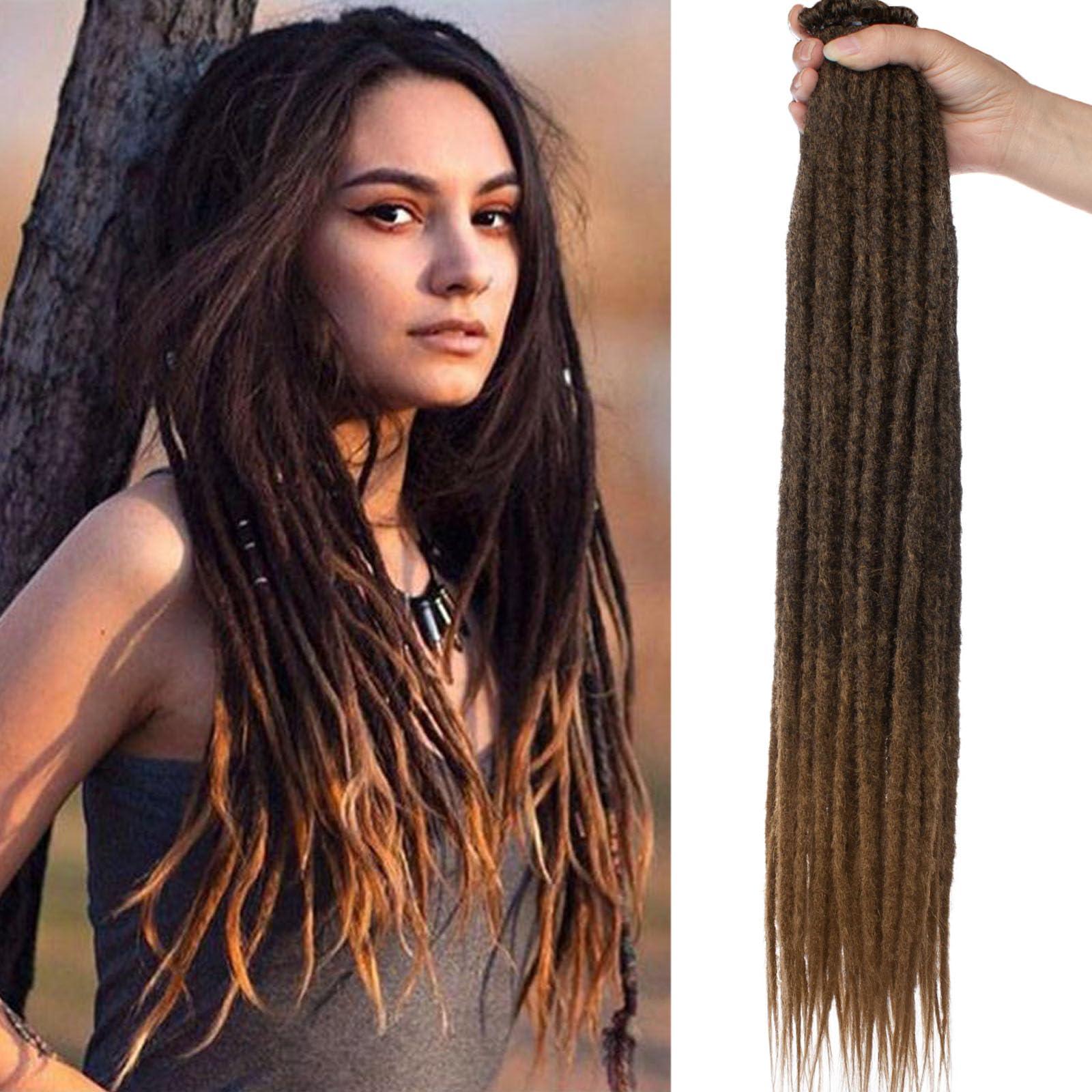 Samtress 40 strands Synthetic Dreadlocks Extensions Thin 0.6cm Soft Reggae Hair Hip-Hop Style Dreads Dreadlock Extensions 24 Inch Hippie Dreads Handmade Corchet Hair Synthetic Ombre Blonde (#T27) 0