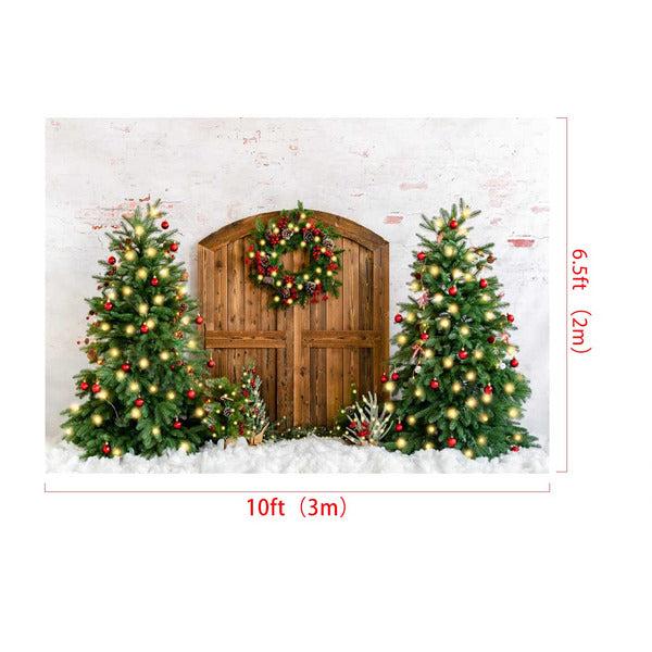 Kate Christmas Background Christmas Photo Background Christmas Tree Snow Barn Garland Photo Studio Props 3x2m Microfiber for Photography 1