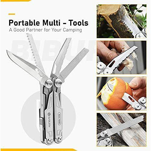 BIBURY Multitools, Upgraded Multi Tool Foldable Pliers, Stainless Steel Multitools with Nylon Pouch, Ideal for Camping, Outdoor, Repairing, Hiking - Gift for Dad Men 3