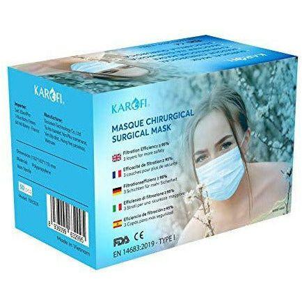 KAROFI - Surgical Face Masks Type I Medical, tested and approved, BFE ? 95%, 3 layers, certified CE EN14683:2019 0