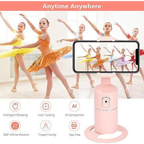 Auto Tracking Phone Holder, Wireless Face Tracking Tripod, 360Â° AI Intelligent Smartphone Mount Gimbal Holder Selfie Stick for TikTok Content Creation Vlog Livestreaming Video Calls, APP Free (PINK) 1