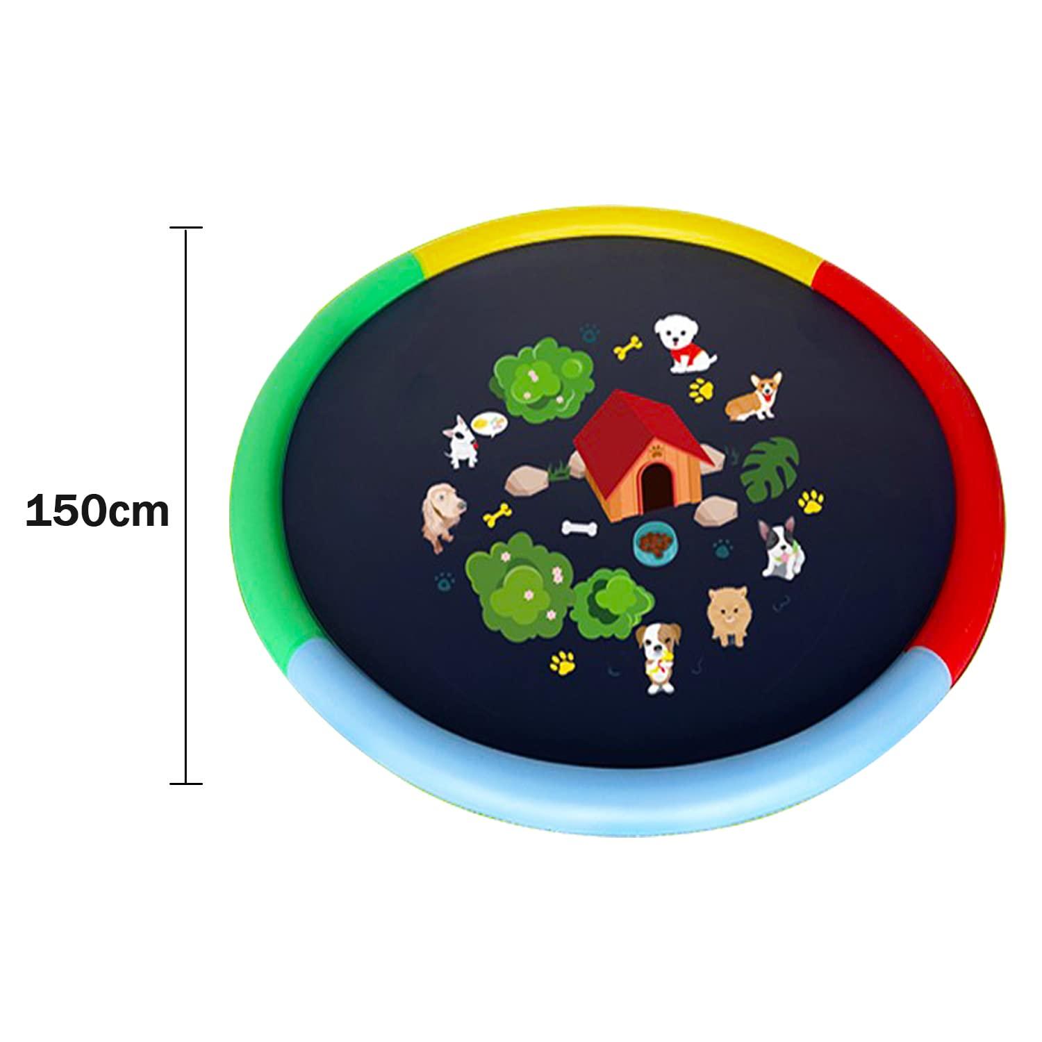 Dog Paddling Pool Foldable Dog Sprinkler Pad,Thickened Durable Pet Kids Splash Pad,Kids Summer Outdoor Garden Play Mat Wading Pool Water Toys(150cm) 3