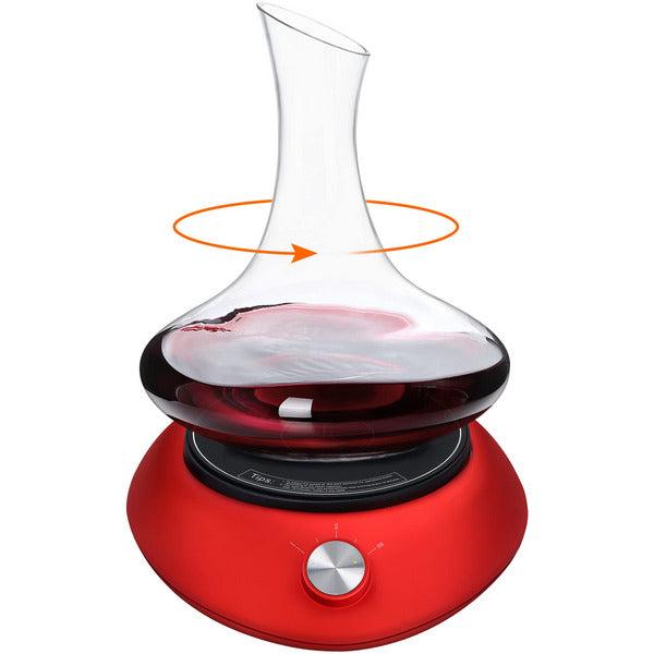Electric Wine Decanter, Smart Wine Aerator Set, Rotating Wine Wake Up Dispenser and Wine Breather, Unique Wedding Gifts for Wine Lovers(Glass Bottle NOT Included)(Red)