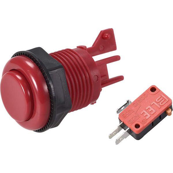 sourcing map 27mm Mounting Hole Momentary Game Push Button Switch with Micro Switch for Arcade Video Games Red 6pcs 1