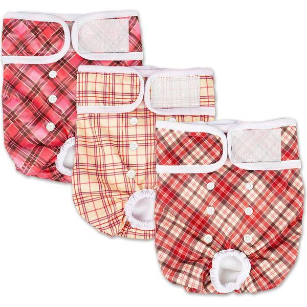 Pet Soft Dog Nappies Female - Washable Female Period Pants for Dogs Pets, Incontinence Reusbale Dog Heat Diapers 3Pack 0