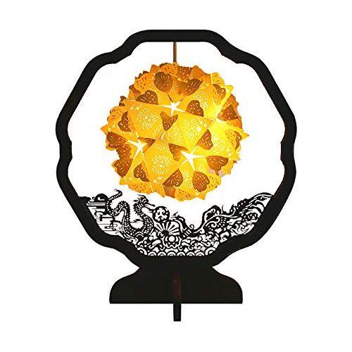 Qishine LED Paper Lantern, Paper Carving Lamp Kit, DIY Papercut Lantern Design Art Shade, Asian Oriental Bedside Light for Valentine's Day , Bedroom Decorations