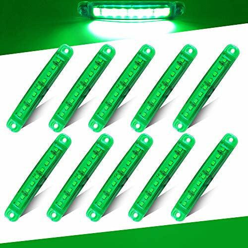 Teguangmei 10Pcs Green Side Marker Lights 12-24V 9LED Indicator Front Rear LED Lights 3.9'' Position Lamps for Trailer Truck Lorry Van Caravan Side Light 0