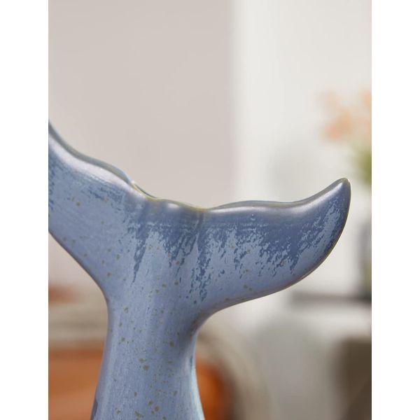 SEINHIJO Ceramic Flower Vase Whale Tail Statue Ocean Decor Sculpture Home Gifts Arts 21cm 3