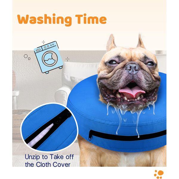 Supet Dog Cones After Surgery, Protective Inflatable Dog Collar Pet Recovery Collar Soft Pet Cone for Small Medium or Large Dogs and Cats Anti-Bite Lick Wound Healing Blue XXL 4