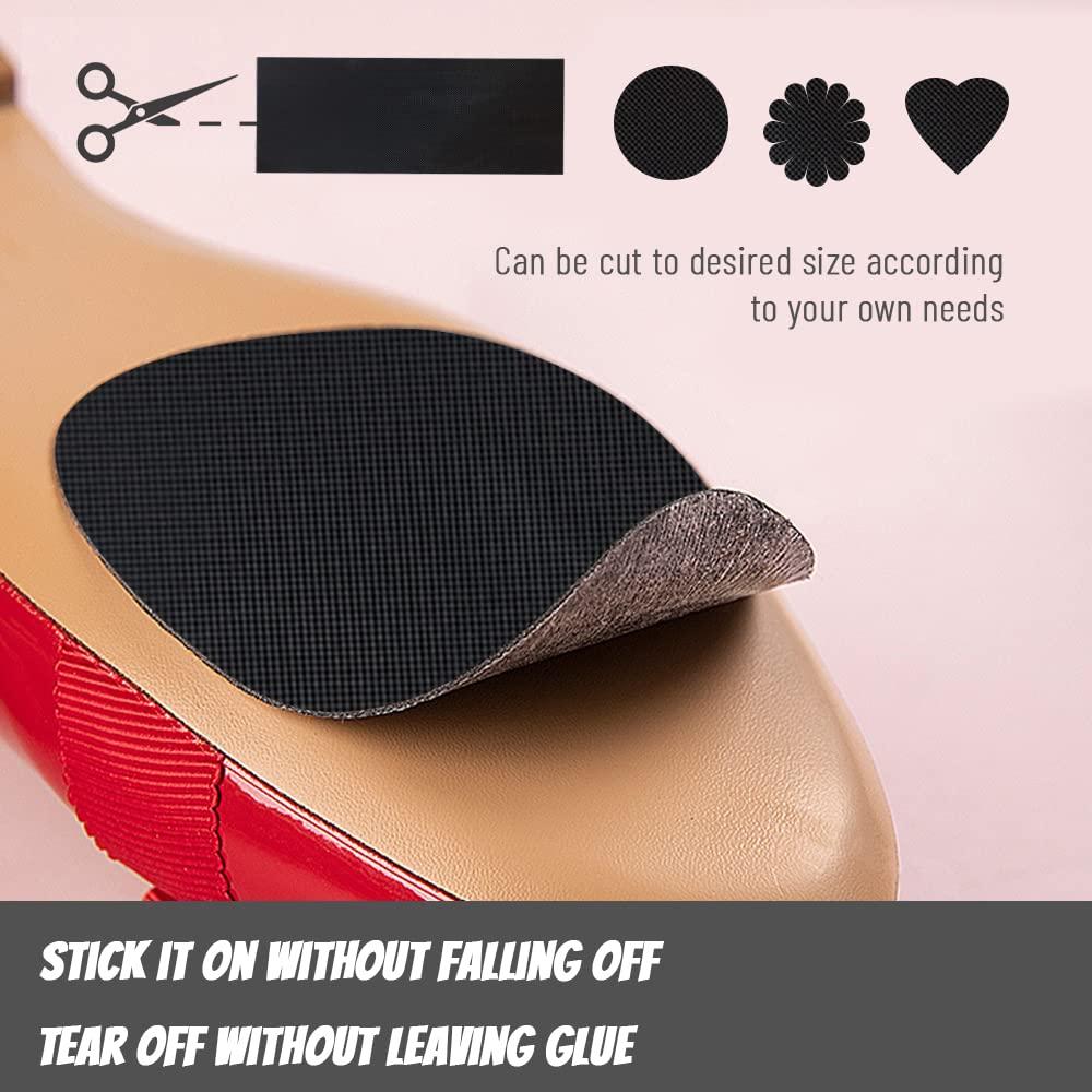 Modixun 4 Pcs 25×10cm Shoe Sole Protector, Non-Slip Rubber Shoe Grip Sticker, Self Adhesive Shoe Bottom Protector, Noise Reduction Shoe Sole Pads for Man Women, Black 4