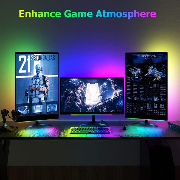 ABCidy Under Monitor Light Bar, RGB 3 Music Sync Modes Screenbar Light Desk Lamp Computer, LED Dynamic Rainbow Effect Gaming USB Powered, Remote Control Color Changing, Adjustable Brightness & Speed 3