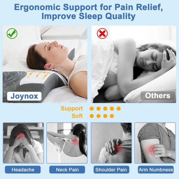 Joynox Cervical Memory Foam Contour Pillow for Neck and Shoulder Pain, Ergonomic Orthopedic Neck Support Sleeping Pillow for Side Sleepers, Back and Stomach Sleepers (Blue) 3