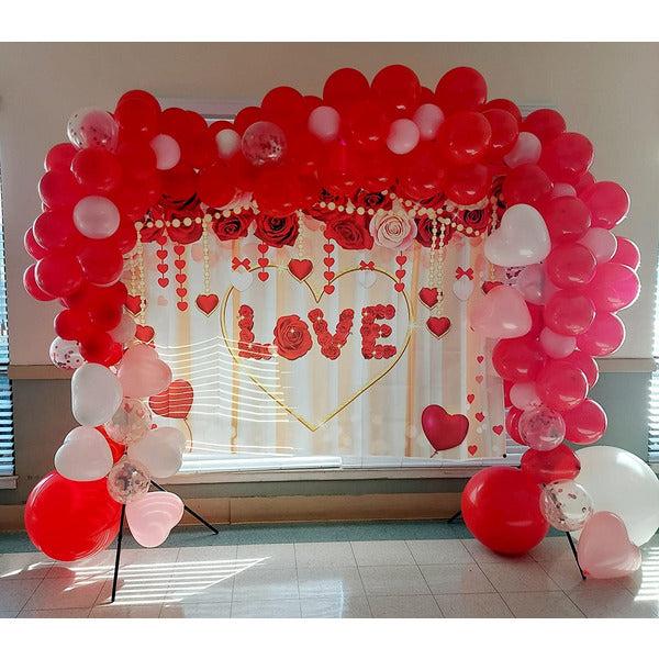 8x6FT Valentine Backdrop Red Rose Love Golden Heart Valentine's Day Backdrops for Photography Curtain Valentine Day Background for Pictures 2