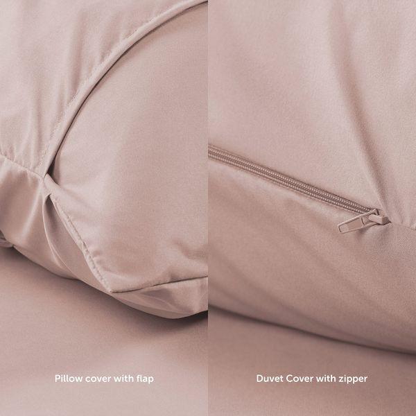 Blumtal® Luxury Duvet Cover Set Pinch Pleat, UltraSoft King Bedding with Beautiful Tucks, 230 x 220 & 50 x 75 cm (2x), Pintuck Bedding, Dusty Pink 4