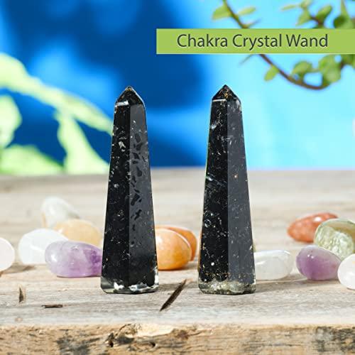 Black Obsidian Crystal Wand - Crystals Towers - Crystals and Gemstones - Healing Crystals - Chakra Wand - Crystal Points - Witchcraft Supplies - Spiritual Decor - Meditation Accessories 4