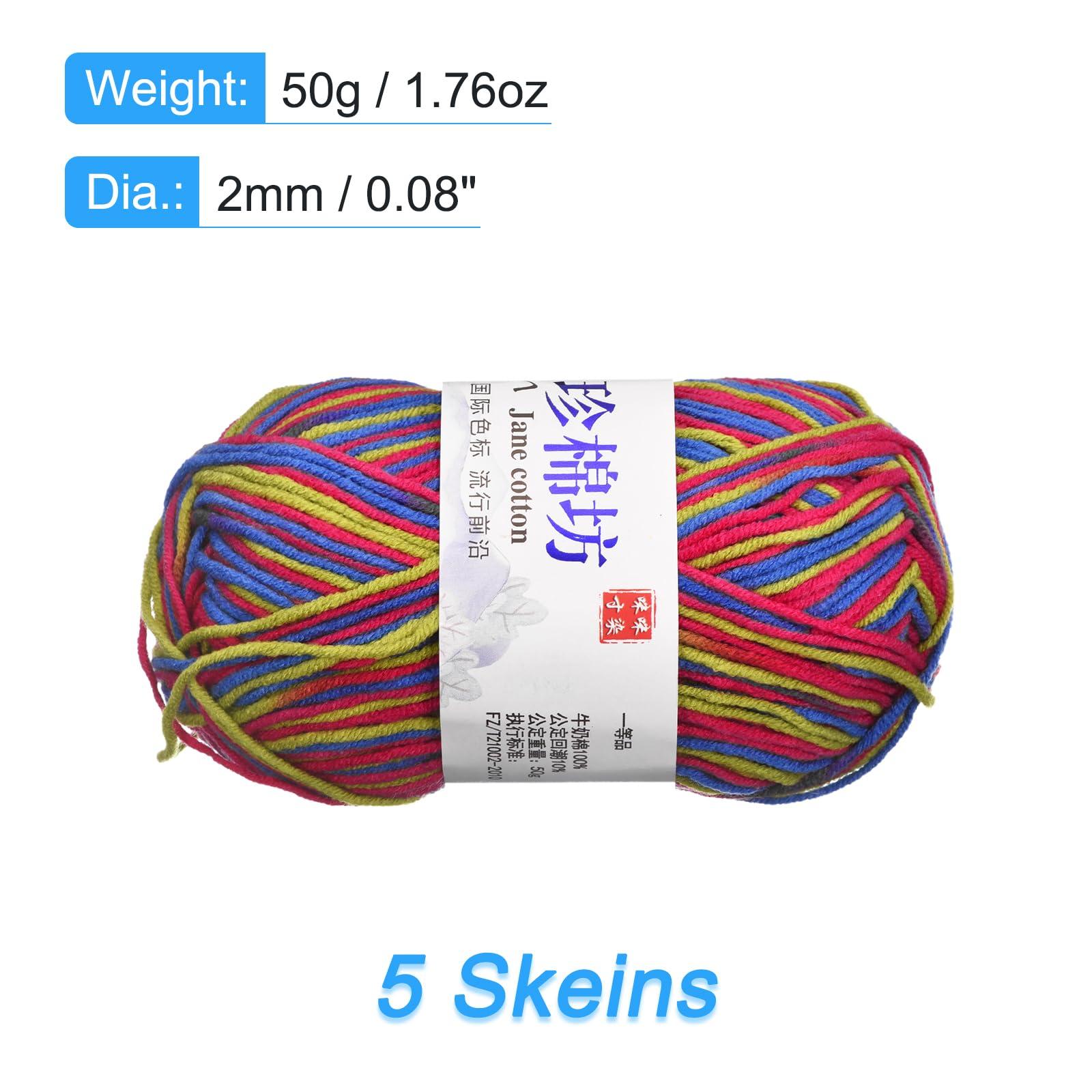 sourcing map Cotton Blend Yarn, 5 Pack of 50g/1.76oz Soft Crochet Craft Yarns for Knitting and Crocheting Craft Projects, Colorful 1