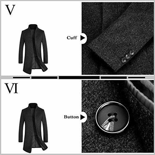 APTRO Mens Wool Coats Winter Jacket Warm Casual Overcoat Long Business Outwear Trench Coat 1681 Black S 4