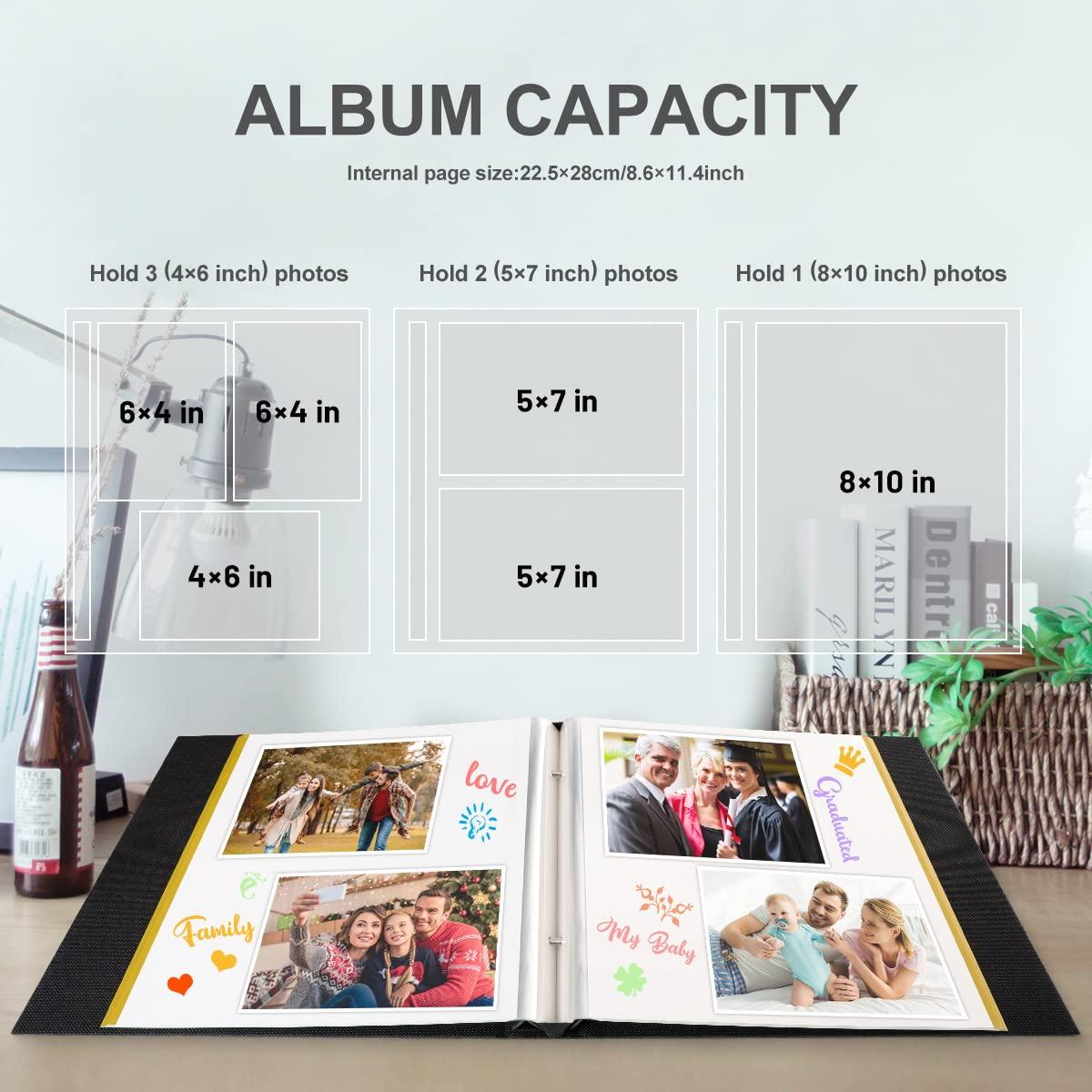 Benjia Photo Album Self Adhesive Scrapbook, Linen Photos Albums Sticky Magnetic Pages Holds Different Sizes 6x4 7x5 A4 A5 Pictures (20 Large Sheets / 40 Pages, Beige) 2