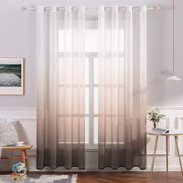 MIULEE 2 Panels Solid Color Sheer Window Curtains Smooth Elegant Window Voile Panels Drapes Treatment for Bedroom Living Room 55 W x 88 L Inch Coffee 0