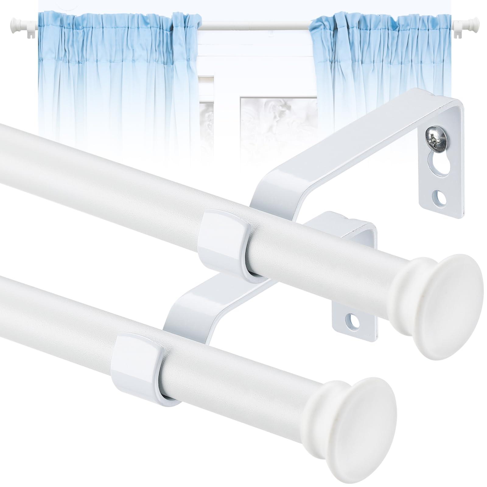 Curtain Poles, Curtain Poles for Eyelet Curtains 76 to 157 cm, 1.6 cm Adjustable Single Curtain Rods with Brackets for Patio, Sliding Glass Door, Living Room, Matte White, 2 Pack 0