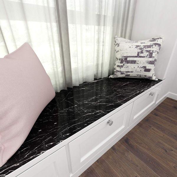 VEELIKE Black Marble Contact Paper Counter Top Covers Peel and Stick Wallpaper Waterproof Removable Wall Paper Self Adhesive Film for Kitchen Countertops Cabinet Locker Cupboard (40cm x 1800cm) 2