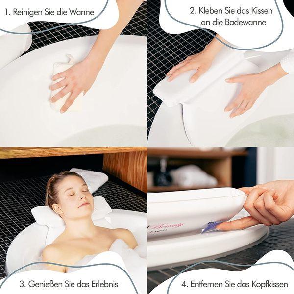 TranquilBeauty Bath Pillow | Bath Pillows For Head And Neck Waterproof With Suction Cups | Non-Slip Premium Bath Cushion Ergonomic Headrest & Back Support With Gift Box | Bathing Accessories 3