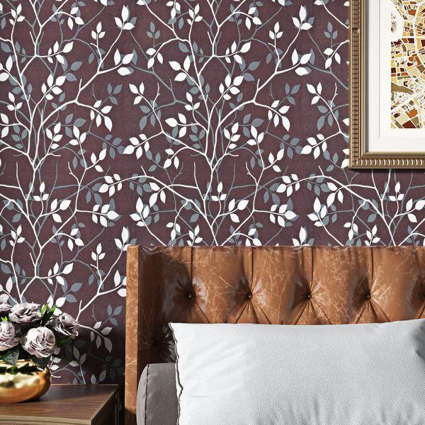 ReWallpaper 44.5cm x 7m Vintage Dark Botanical Peel and Stick Wallpaper Black Brown Copper Floral Removable Lining Paper for Walls Garden Dark Vintage Wallpaper for Living Room Bathroom Bedroom 2