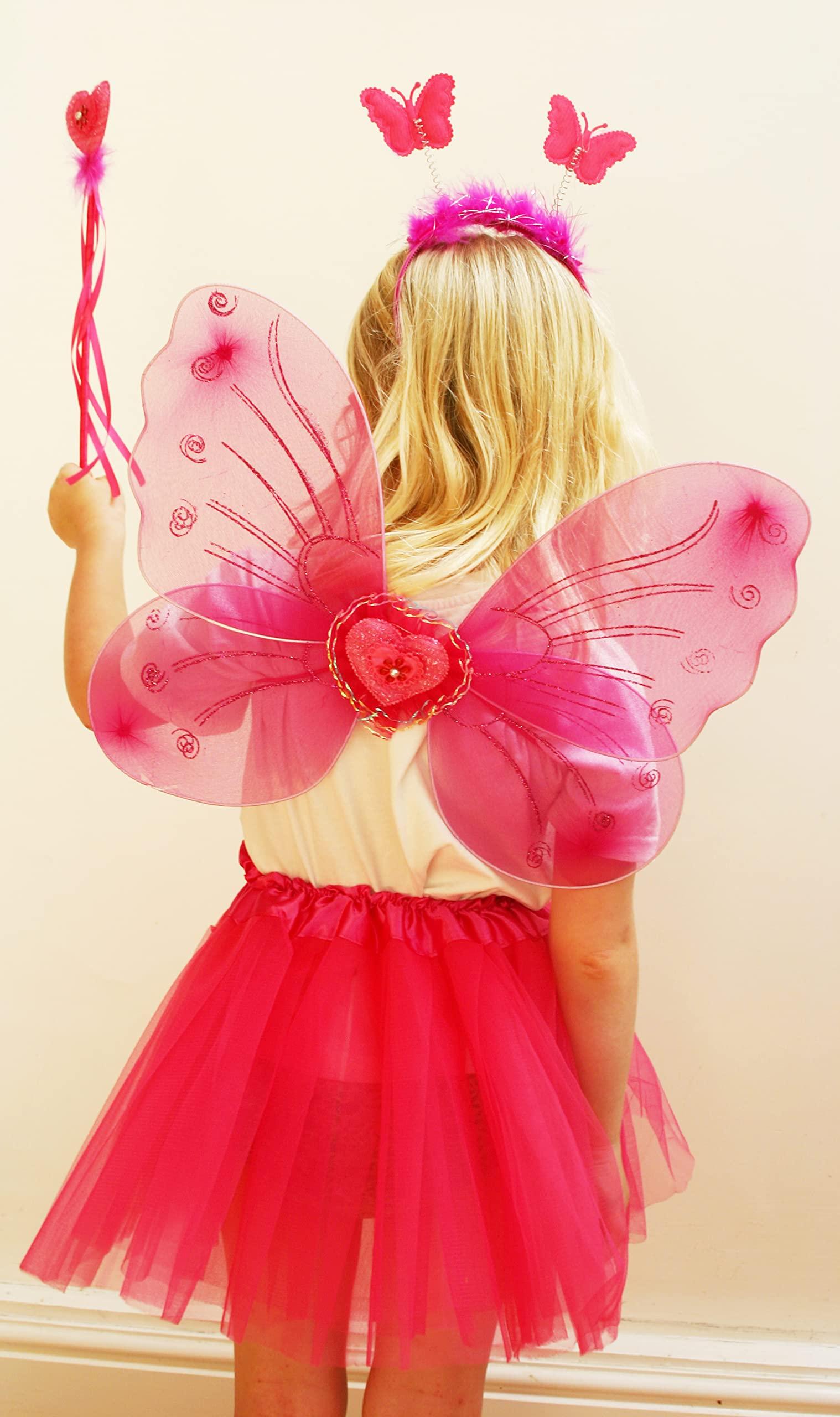 Fairy Dressing up Costume for Girls – Butterfly Fairy Wings, Tutu, Magic Wand,Headband Costume Set for 3-8 Years 2