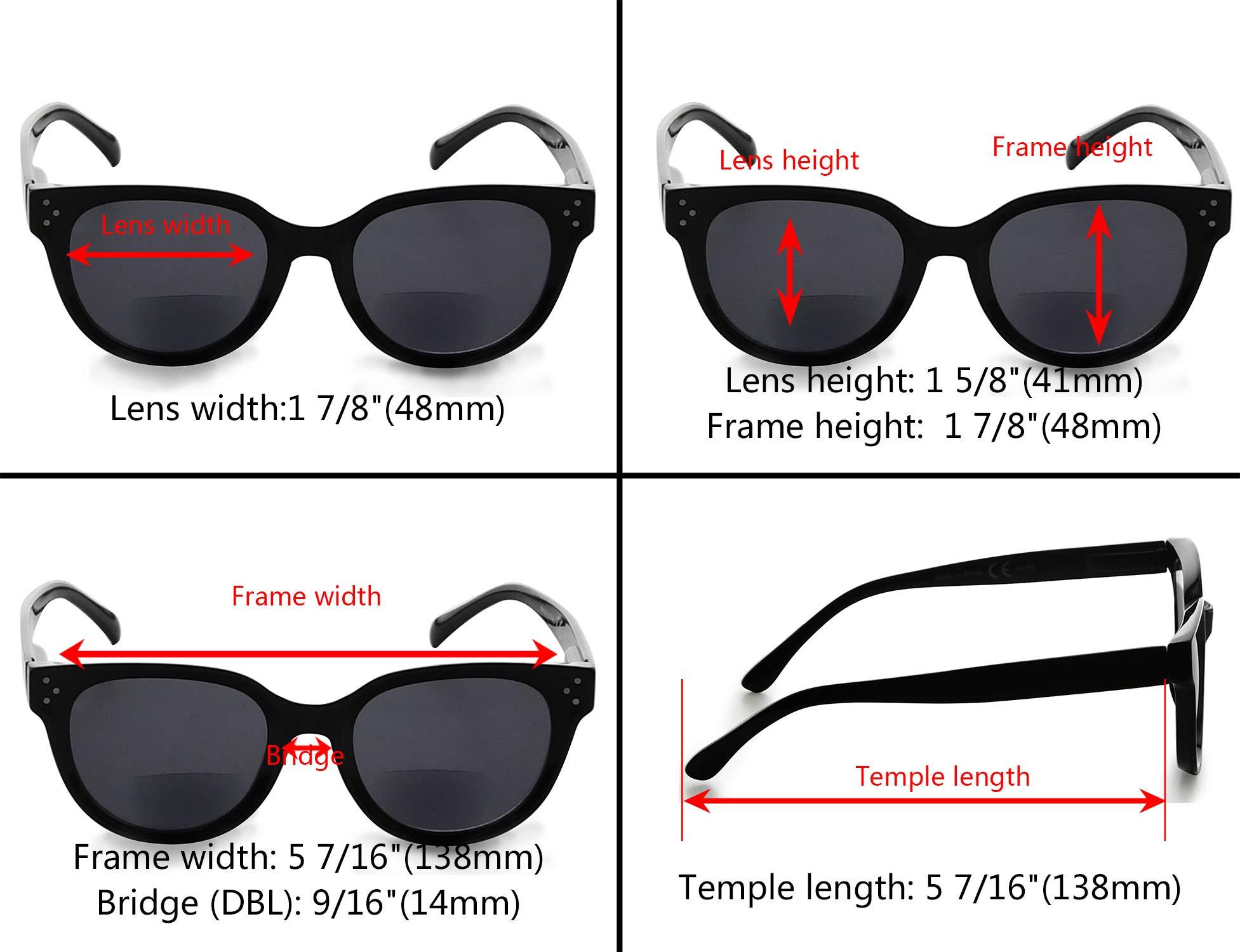 Eyekepper 4-packing Bifocal Glasses for Women Reading under the Sun Stylish Bifocal Readers Tinted Lens +2.00 6